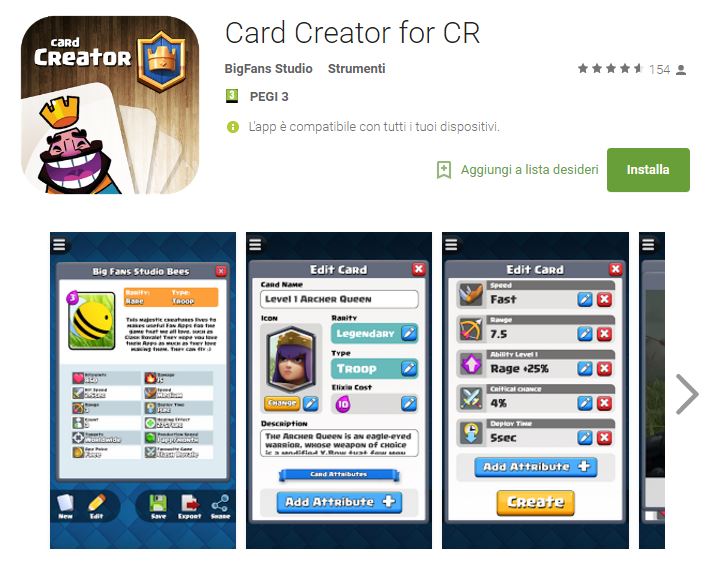 card creator for cr, generatore carte